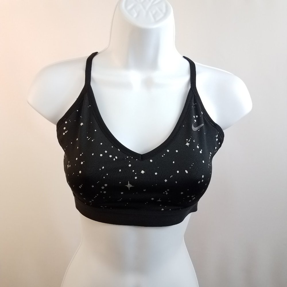 Nike Dri-Fit Sports Bra Black w White Splatter